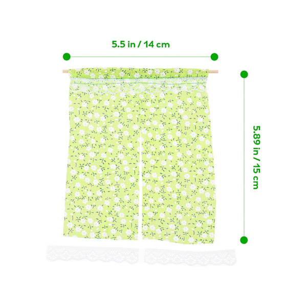 Miniatyyri Nukkekoti Verhotangot Nukkekoti Verhot Draperiat Miniatyyri Maalaisverhot Nukkekoti Ikkuna Green 15X14X0.3CM