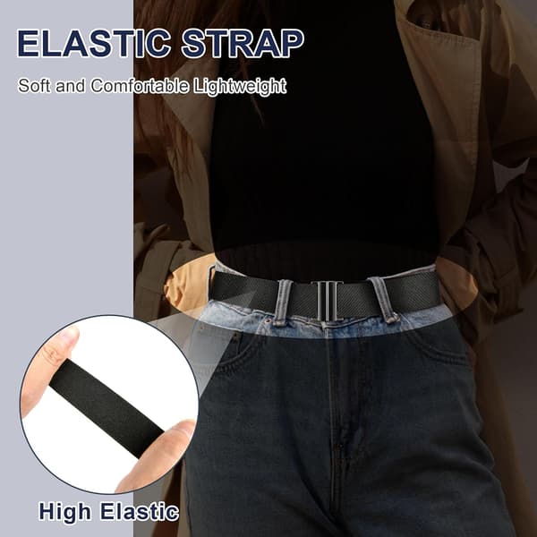 Usynlig belte uten spenne for kvinner/menn Elastisk stretchbelte med flat spenne for jeans, bukser, kjoler 2 stk
