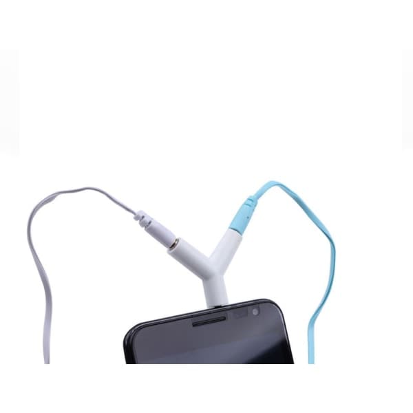 3,5 mm Audio Y-splitter 1-2 Kabeladapter for Hodetelefoner Hvit