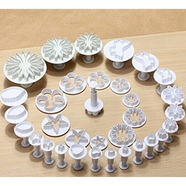 33-delt sæt med fondant- og kageforme til sukkerblomster, blade, sommerfugle, hjerteformede dekorationsforme DIY-værktøjer