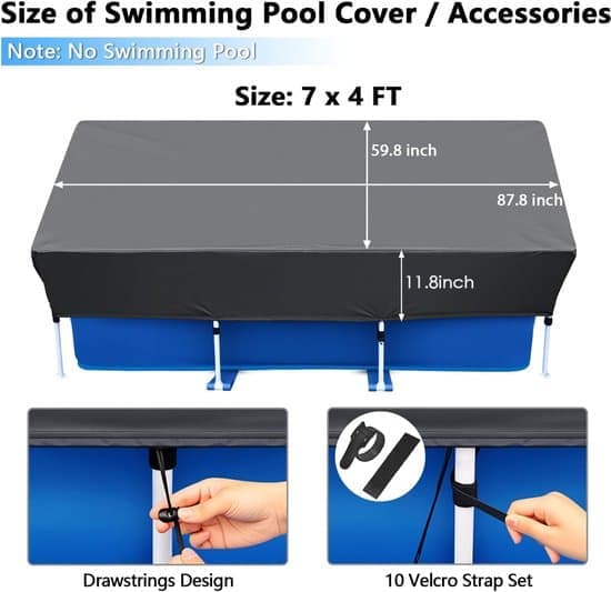 Pool Cover 220x150cm Rectangular Protective Summer Winter Sunshade 1pc [Ho]