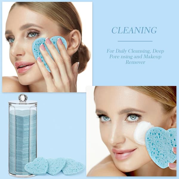 120 stk. komprimerede ansigtssvampe til kvinder Light Blue Heart