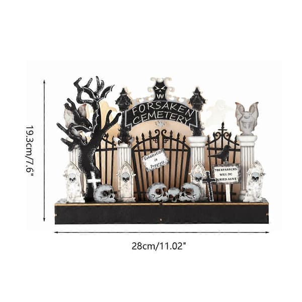 Halloween Wooden Graveyard Ghost Ornament for Creative Wood Model Decor