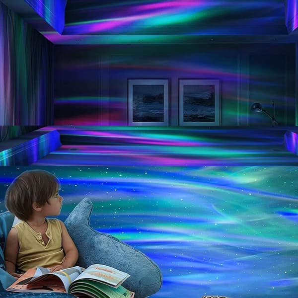 2-in-1 Aurora and Ocean Wave Projector with 14 Galaxy Light Effects for Game Rooms, Parties, Bedroom Light Projector, LED Lights
