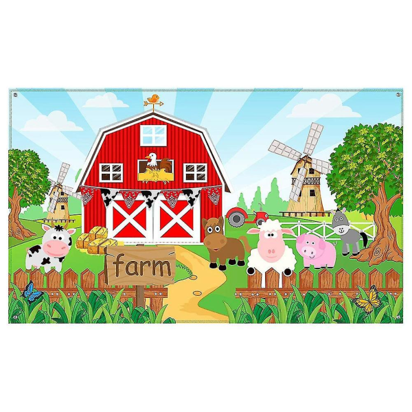 Bondegårdsdyr temafestpynt, landbrugsdyr stalddørsbagtæppe banner kompatibel med børnebabyshow