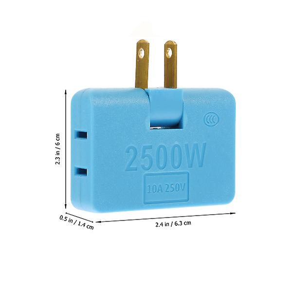 2 stk. Flade Stikkontakt Adapter 2-polet Stikkontakt Multiplikator Elektrisk Multi-stikkontakt Himmelblå 6,3X6cm Sky-blue 6.3X6cm