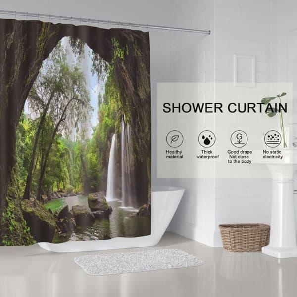 Duschdraperifoder polyester 3D digitaltryck 12 krokar passar olika stänger B 150cmxH 180cm Odipie