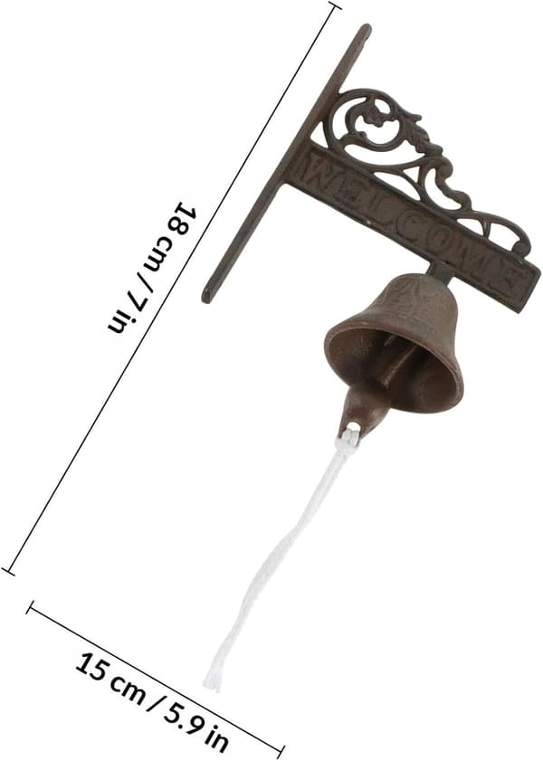 Cast Iron Rustic Style Doorbell, Wall Mounted Manual Bell for Garden, Cafe, Home Decor