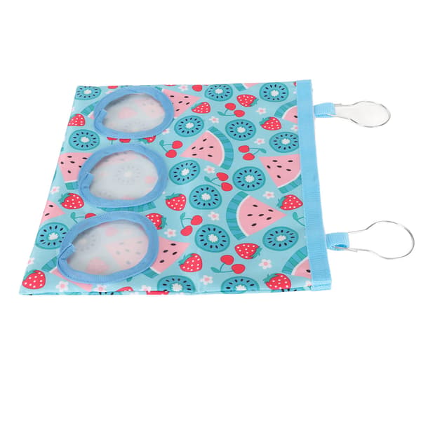 Hanging Hay Feeder for Rabbits, Chinchillas and Hamsters - Waterproof, Durable, Blue Watermelon Pattern, 3 Holes