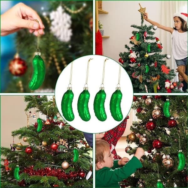 Christmas Tree Decorations Cucumber, 6 Pieces Christmas Tree Decorations Cucumber Pendants, Christmas Tree Cucumber