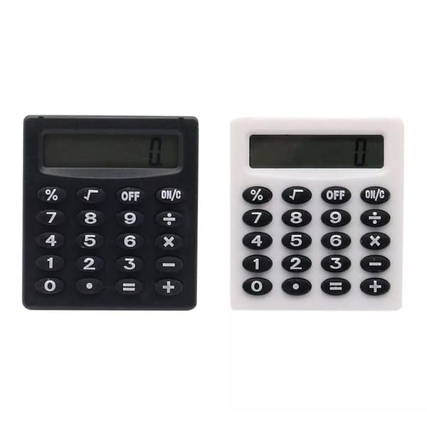 2 Pieces Pocket Calculator Mini Calculator Digit Calculator Small Square Calculator, Black and White