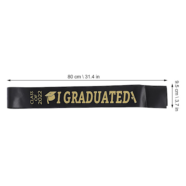 5 stk. Krans Dekoration Klasse 2022 Bånd Graduation Party Dekoration Bogstav Graduate Satin Bånd Silke Grad Bånd Bachelor Bånd Sort 80x9.5cm Black 80x9.5cm