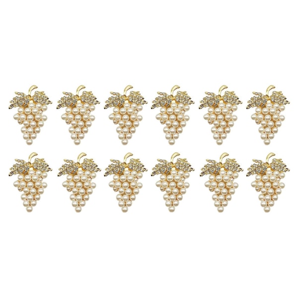Grapes lautasliinasormukset 12 set , kimalteleva timantti- ja helmijäljitelmä lautasliinasormus