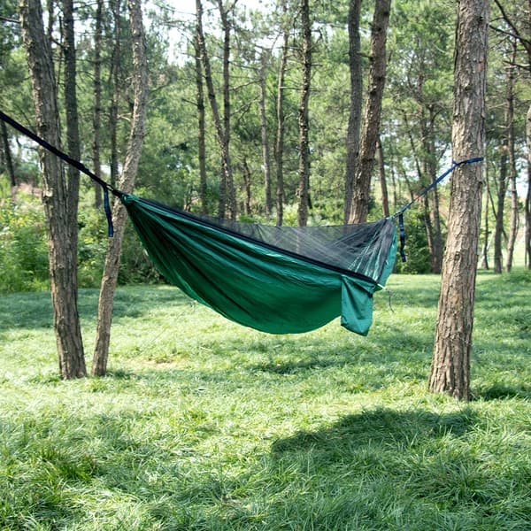 Camping Hammock with Mosquito Net, 300 kg Load Capacity, Breathable Nylon, Ultralight and Portable, Dark Green