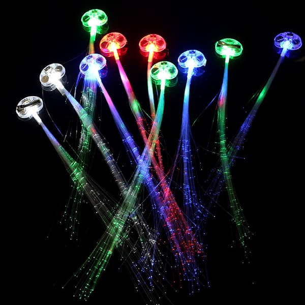 LED-belyst hår, 10 ljusfiber LED-hårspännen för fest
