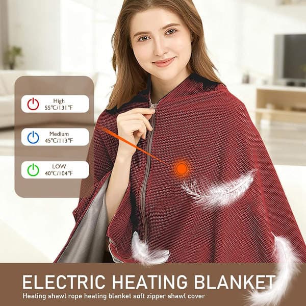 Electric Blanket - 150x80cm - Rechargeable Electric Blanket - Red