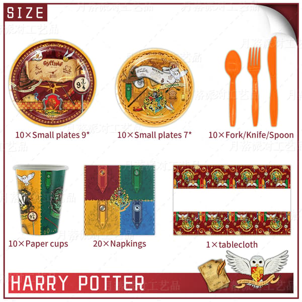 Harry Potter-tema barnkalas dekoration set för 10 gäster