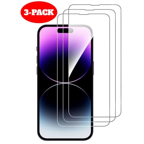 3 stk herdet glass iPhone 14 - Skjermbeskytter Transparent