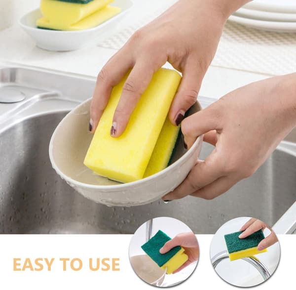 10 Pcs Eco-Friendly Scrubber Sponges for Kitchen and Dish Cleaning, Scratch-Resistant Dishwashing Sponges