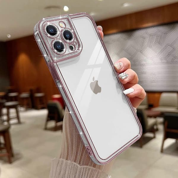 Deksel for iPhone 14 Pro Transparent Søt, Rosegull