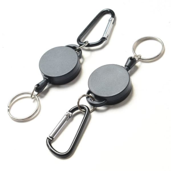 2-pack - Nyckelring infällbar / Nyckelhållare med snöre Svart