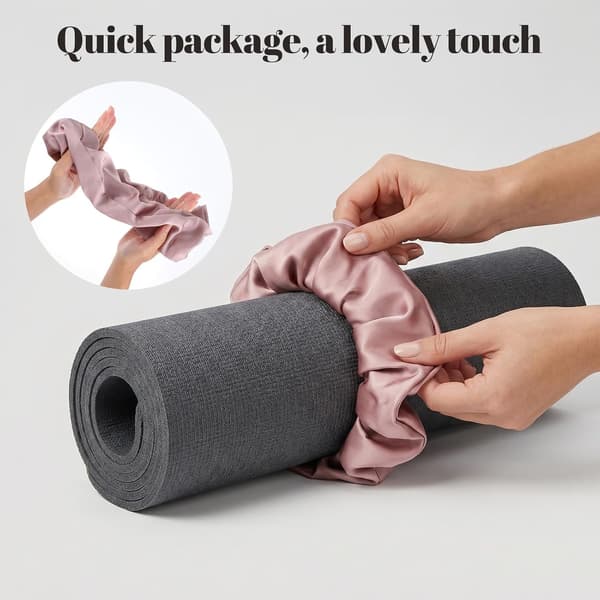 Yogamatt-scrunchie, snygg elastisk hållare för standardmattor, söt accessoar (rosa)