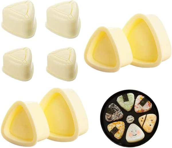 (Gul) Sushi-form, 4 st triangulär sushi onigiri-form, Kawaii Oni