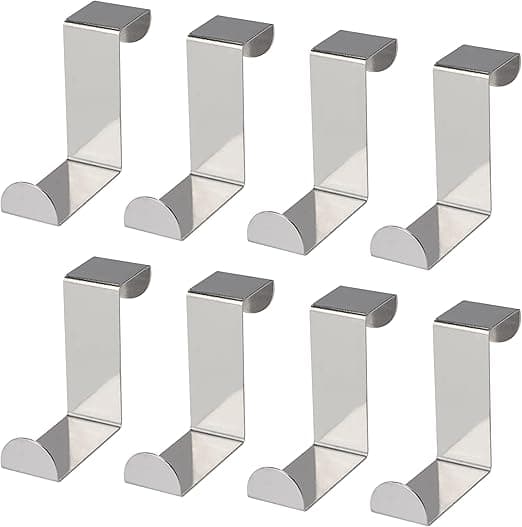 8-piece stainless steel cabinet door hook, reversible