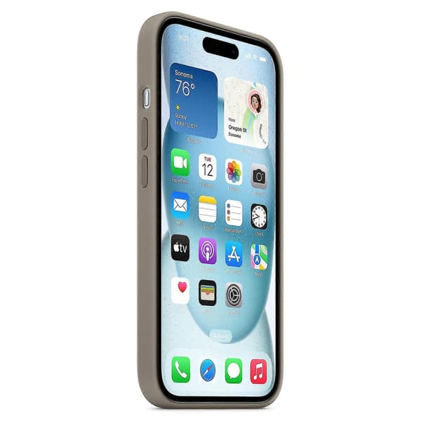 Etui til iPhone 15 kompatibel med MagSafe Ridsefast silikoneetui - Rød Grå Grey iPhone 15 Grey iPhone 15