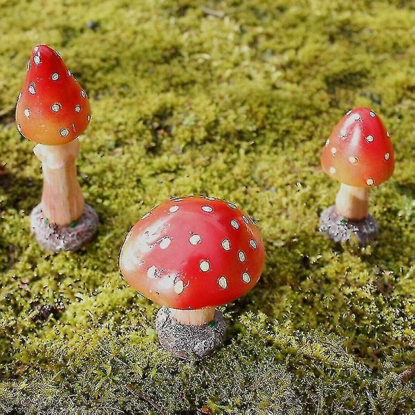 Hagedekorasjon Mini Sopp Fehage Miniatyrfigurer Mikrolandskap 4stk