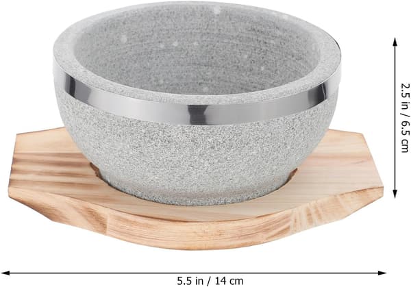 Träbricka Set Bibimbap Stenskål Stenmaterial Långsam Tillagning Håller Maten Varm Gåvor