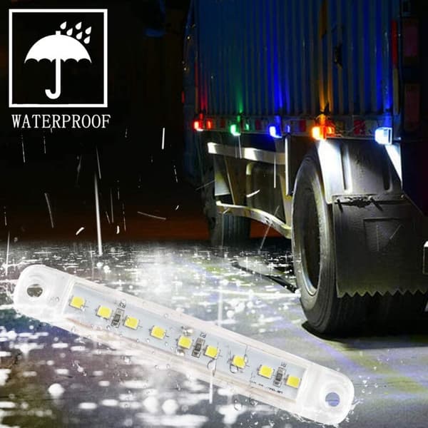 12V 9 LED sidemarkeringslys til bil, udvendig, hvide advarselsbaglygter til lastbil, trailer, 10-pak