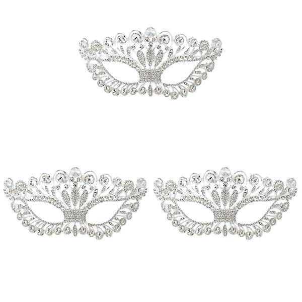 5 stk Luksuriøs Elegant Diamant Rhinestone Maske Maskerade Party Krone Legering Maske Til Kvinder (sølv) 3 stk 3pcs