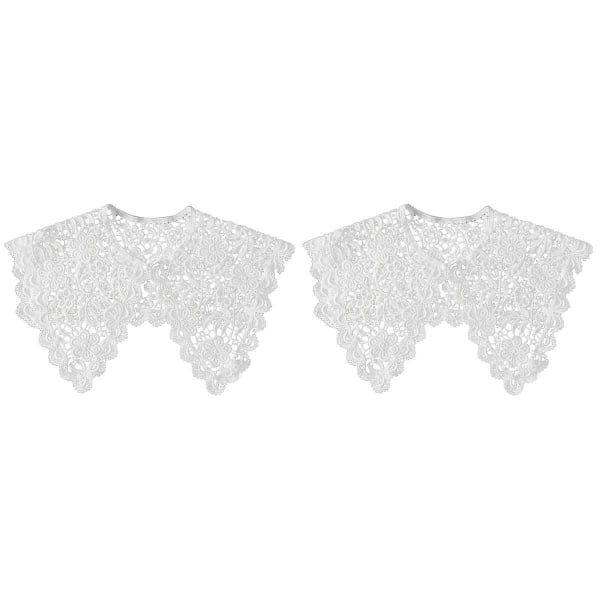 3 st Sjal för kvinnor ihålig spets Blommig falsk krage för kvinnor dam väst tankklänning skjorta (vit)2 2 pcs 40x40cm