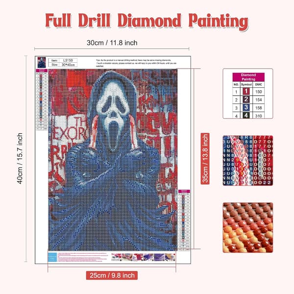 30x40cm Spøkelse Diamantmaling Voksen, 5D Halloween Diamantmaling