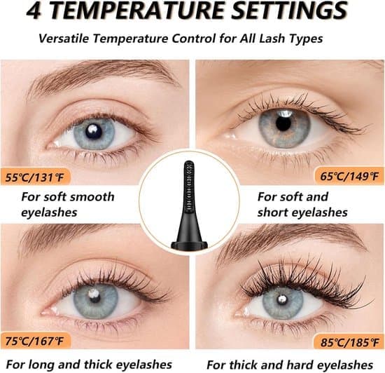 Heated Eyelash Curler - 4 Temperature Settings - Electric - For Natural Curl and Longer Lasting - USB Rechargeable - Black [Ho]