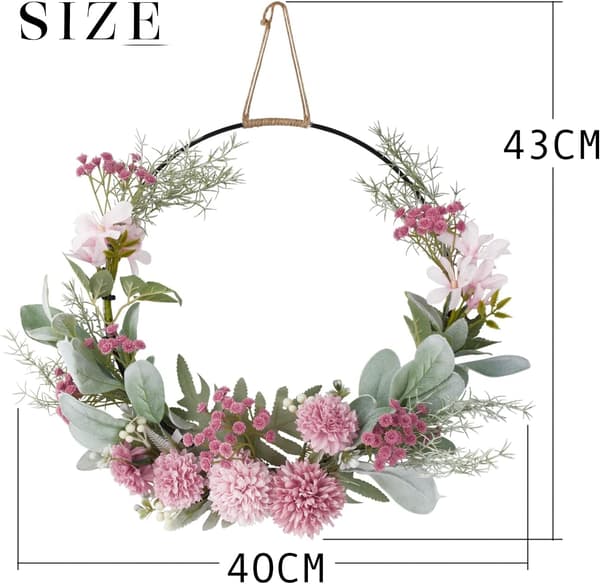 Kunstig blomsterkrans, dørblomsterkrans, veggdekorasjon