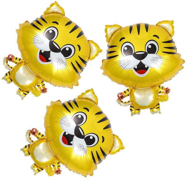 3 stk Tegneserie Tiger Ballonger Barn Leke Dyr Tema Bursdagsfest Dekorasjoner Gull 65X52X0.1CM Golden 65X52X0.1CM