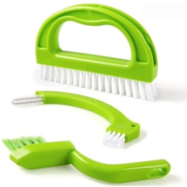 Tile Grout Cleaning Brush - PZCC - 3 in 1 - Robust Bristles - Ergonomic Handle - Triangular Shape