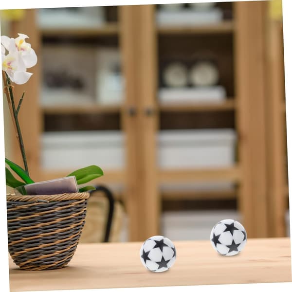 8 stk. Sorte og Hvide Femstjernede Bordfodbolde 32 mm Små Skrivebordsfodbolde