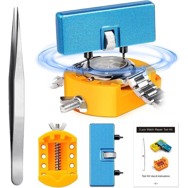 Watch Battery Replacement Tool Kit, Watch Key for Rotating and Opening Watch Cases, Watch Opener with Extendable Watch Holder
