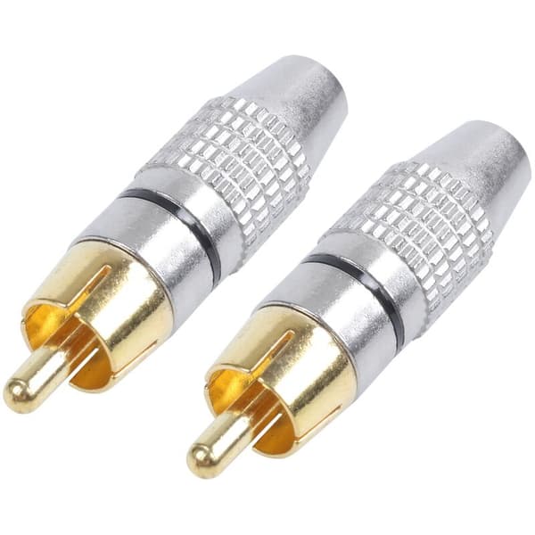 2 st RCA-plugg hane ljud phono guldpläterad lödkontakt adapter guld + silver
