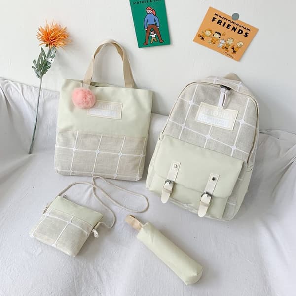 Skolväska Set om 4, Duffelväska - Beige