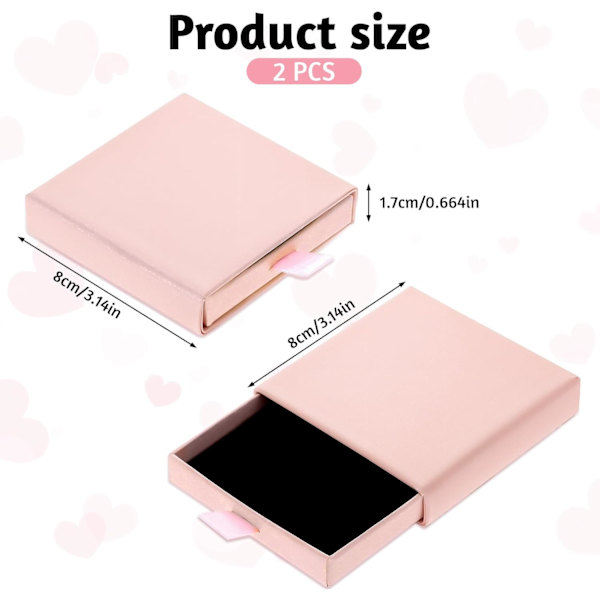2 paper gift boxes - 8 x 8 x 1.7 cm - Small expandable gift boxes - Square - (pink)