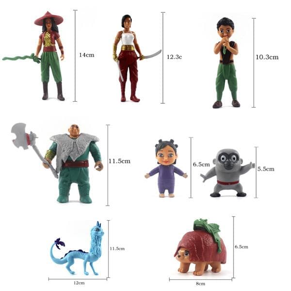 8 stk Raya og den sidste drage figurer - Raya og den sidste drage