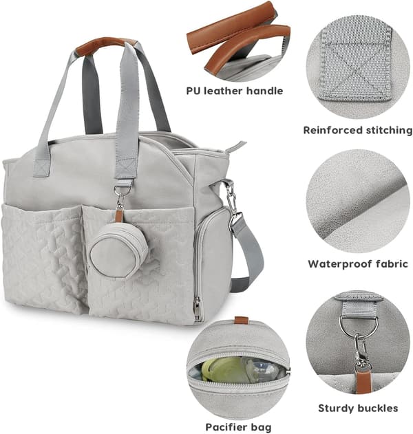 (Grey) Multifunctional and stylish changing bag, large
