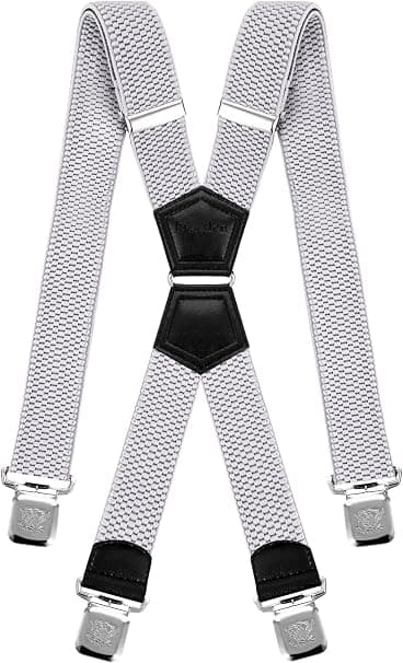 Hvide seler til mænd, One Size Fits All, X-model, stærke clips Va