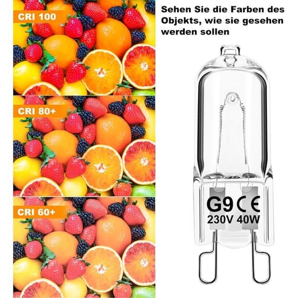 G9 40W 230V Warm White Dimmable Halogen Bulb, 300°C Heat Resistant, for Ovens and Ceiling Lights, 12-pack