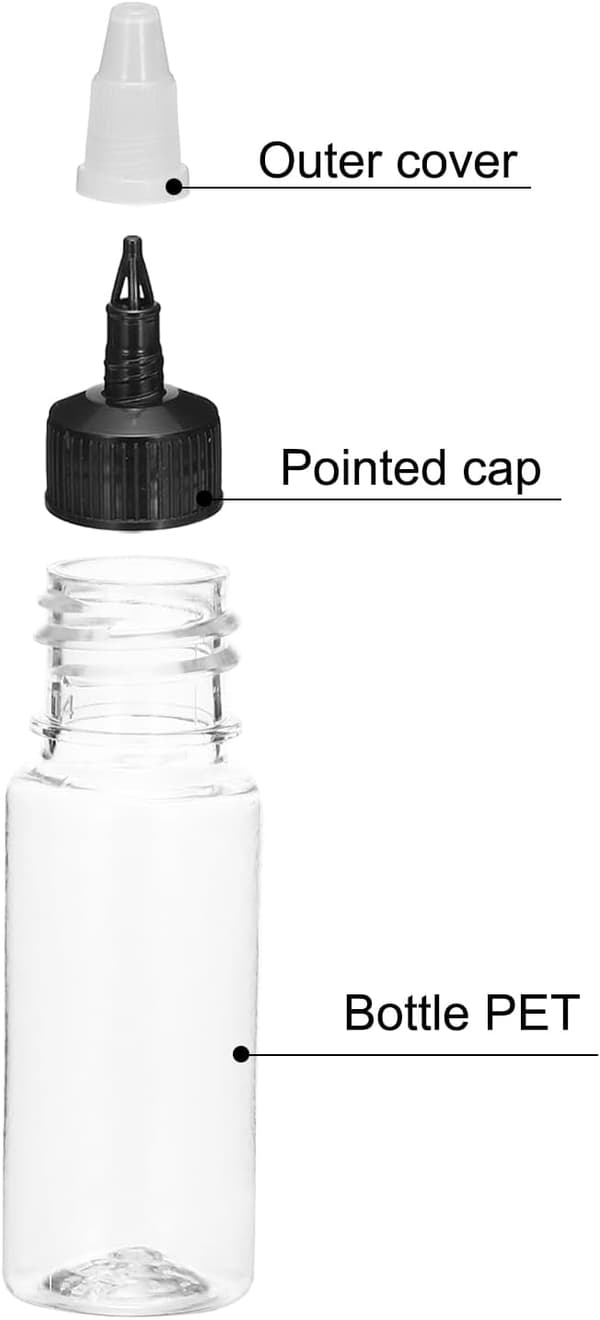 12 st 0,5 oz / 15 ml klämflaskor, genomskinliga doseringsflaskor med vridlock, plastflaskor för ketchup, senap 0,5 oz (15 ml) Black M8