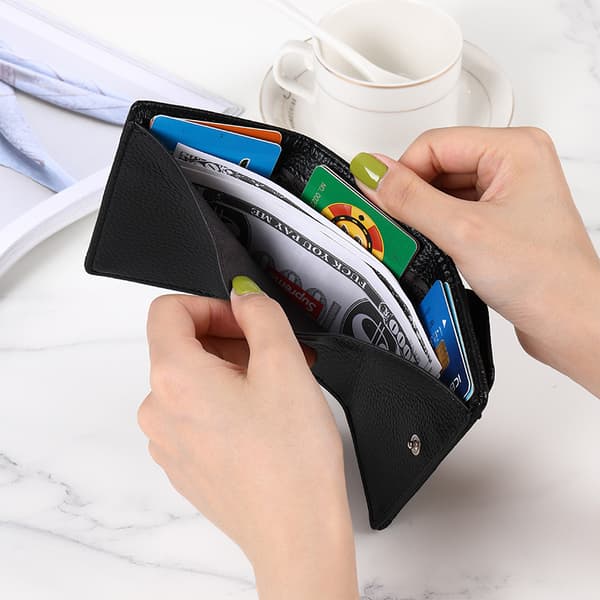 Dam Läder Plånbok RFID Blockering Bifold Handväska Dam Kortfodral Liten HandväskaGrön